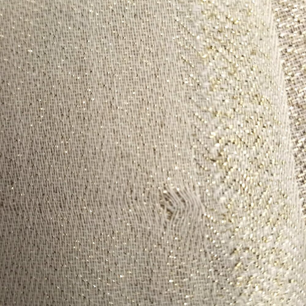 Calvin Klein Womens Lightweight Beige Tan Metallic Evening Wrap Scarf Fringed - Picture 4 of 7